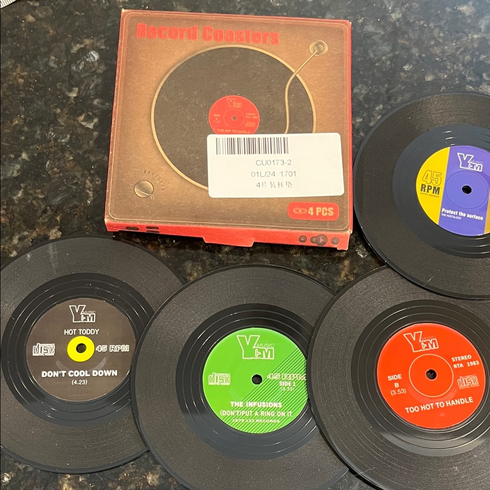 Vinyl Record Coasters Set